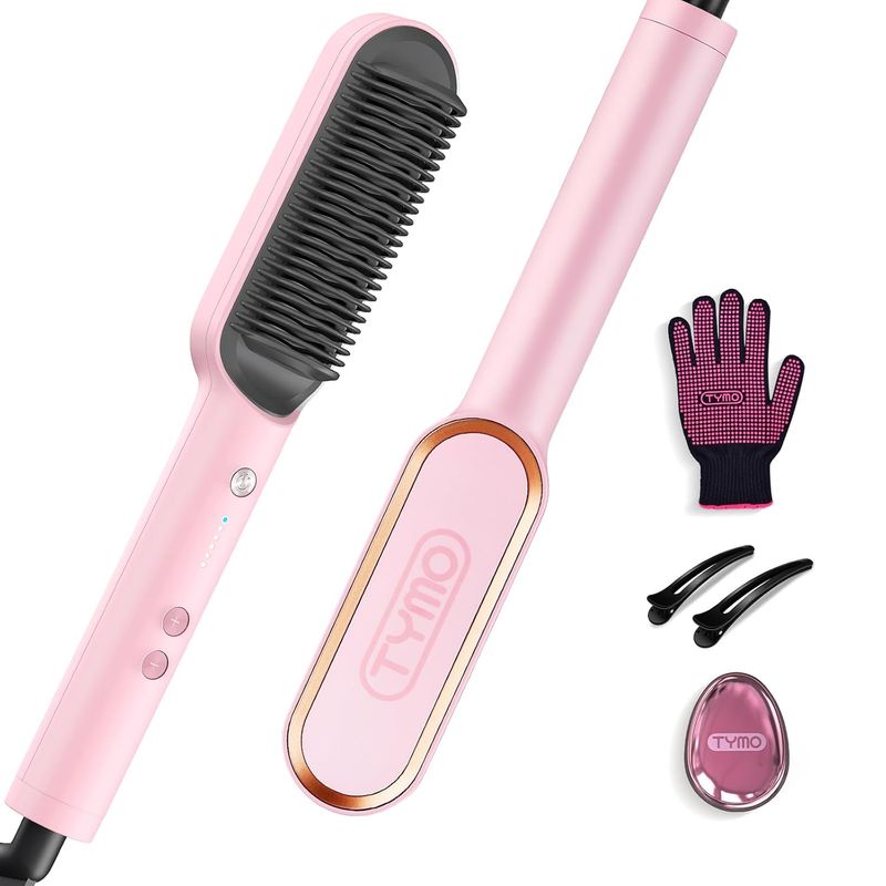 TYMO Ring Hair Straightening Comb - 1 1/2&quot; -  Pink