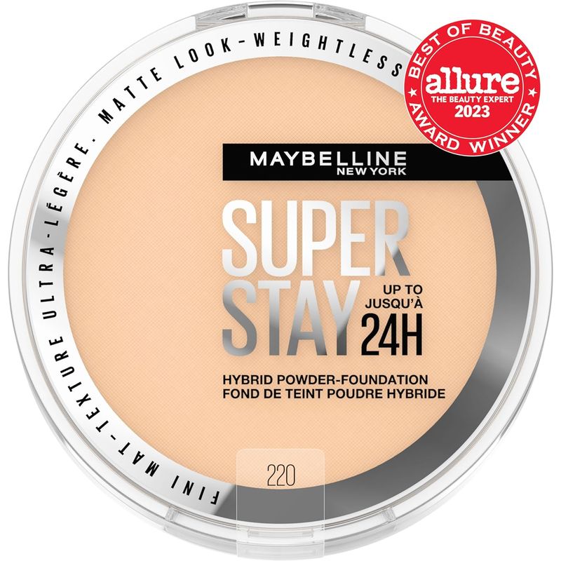 Maybelline Super Stay UP TO 24 HR, Hybrid Powder Foundation Medium-to-Full Coverage Makeup, Matte Finish