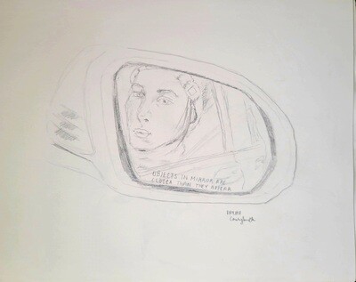 Mirror Portrait Original pencil on paper 9 x 12 inches