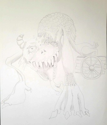 Monster on the Mend Original pencil on paper 9 x 12 inches