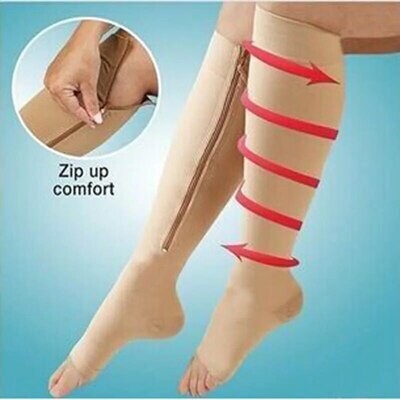 Unisex Solid Zipper Compression Socks Stockings