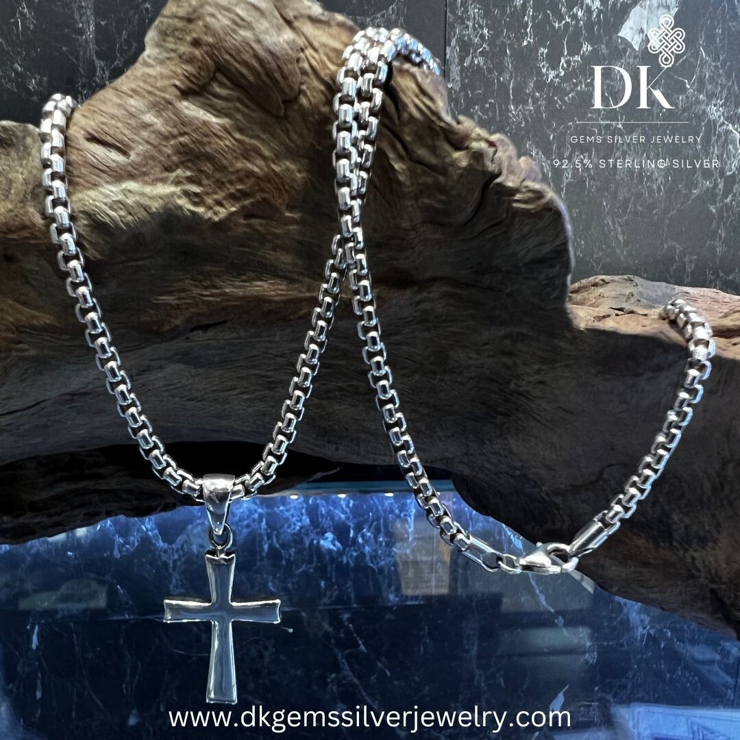 Round Box Chain Silver Necklace