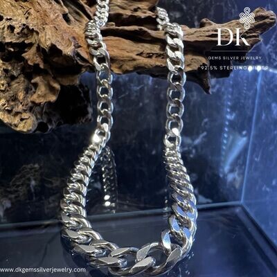 9mm Solid Italy Cuban Link Silver Necklace