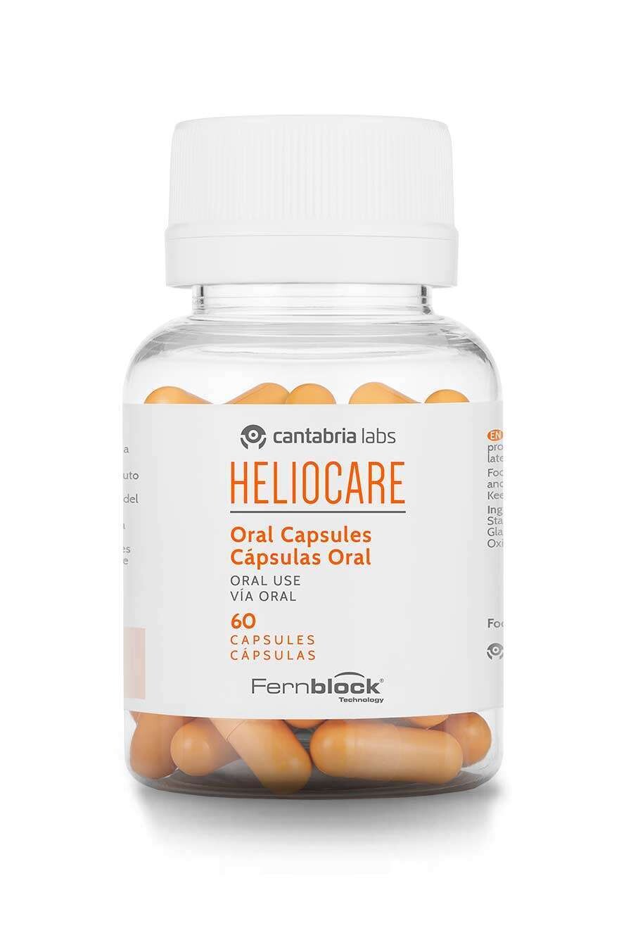 HELIOCARE CAPSULAS 60 cap. Fotoinmunoprotector oral, en forma de cápsulas anaranjadas, con propiedades antioxidantes y fotoprotectoras únicas, formuladas con Fernblock®.