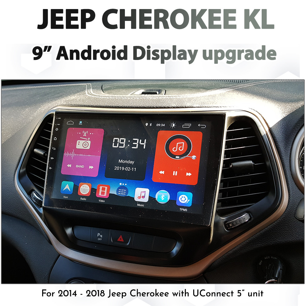 9&quot; Android Display upgrade for Jeep Cherokee KL Sports / Longitude from 2014 to 2018