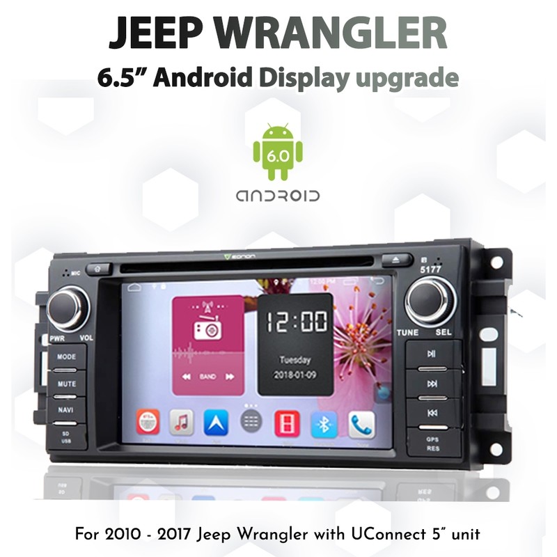 6.5" Android 6.0 OS Display upgrade for Jeep Wrangler 2010 - 2017