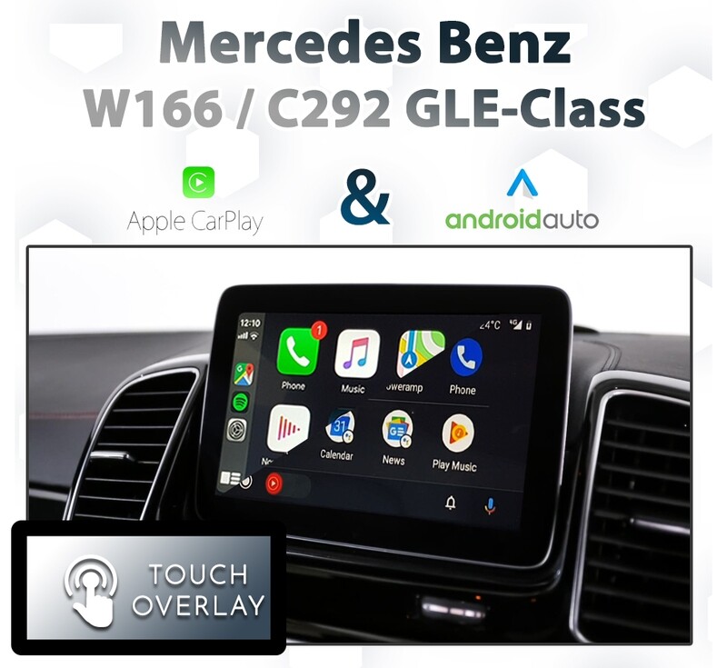 Mercedes-Benz GLE-Class (W166 / C292) with Apple CarPlay and Android Auto integration featuring a touchscreen overlay