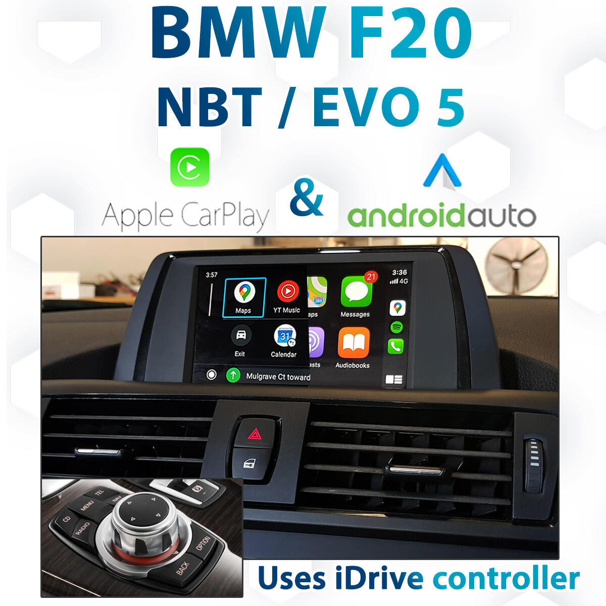 BMW F20 1 Series iDrive NBT / EVO iD5 Apple CarPlay & Android Auto Integration kit