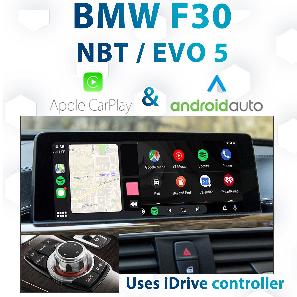 BMW F30 3 Series - iDrive NBT / EVO iD5 Apple CarPlay & Android Auto Integration kit BMW F30 3 Series - iDrive NBT / EVO iD5 Apple CarPlay & Android Auto Integration kit