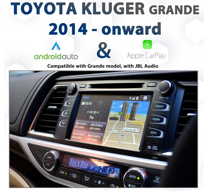 Toyota Kluger 'Grande' trim (2014/15 onwards, GSU50R / 55R Series) with seamless Apple CarPlay and Android Auto integration