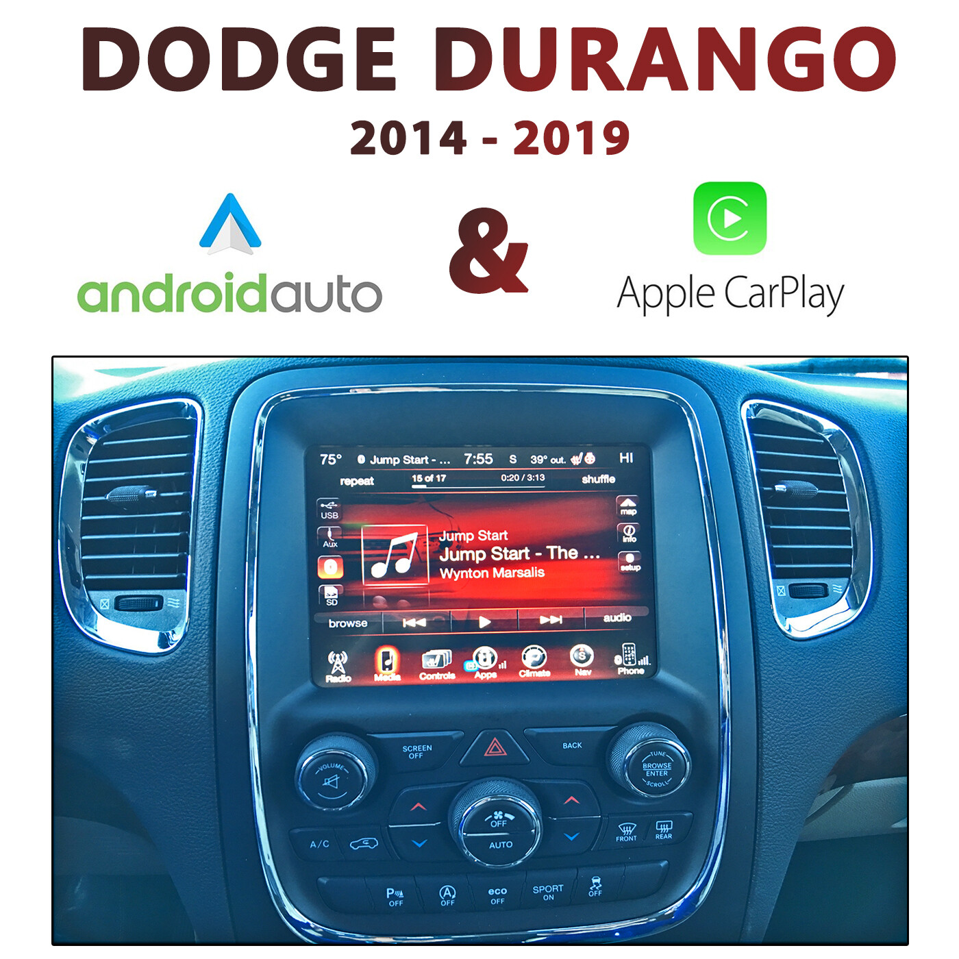 Dodge Durango 2014-18 UConnect 8.4&quot; Appele CarPlay &amp; Android Auto Integration