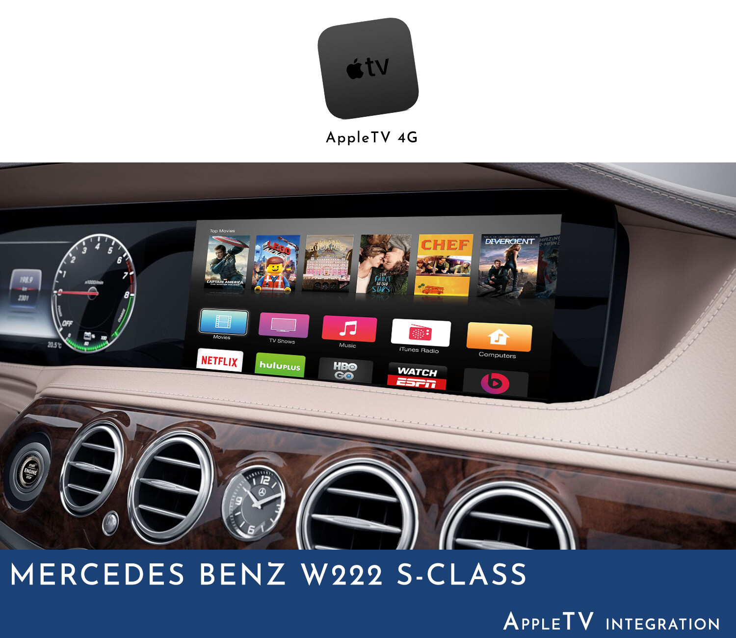 Mercedes Benz W222 S-Class NTG5 COMAND - Apple TV Integration