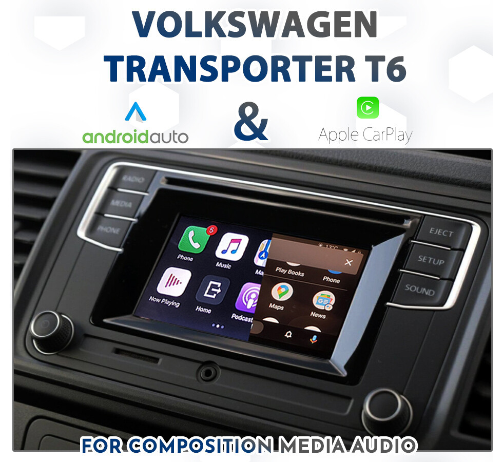 Volkswagen Transporter T6 (2016 to 2020 models) with seamless Apple CarPlay and Android Auto integration
