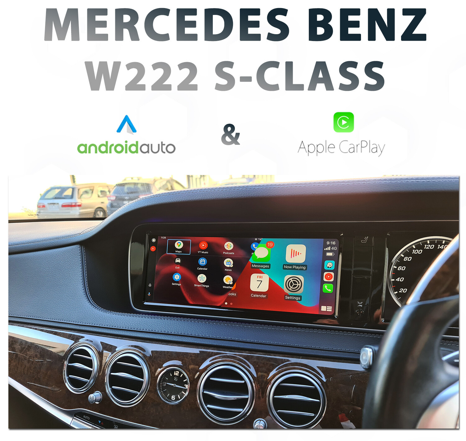 Mercedes-Benz W222 S-Class (2014-2020) with Apple CarPlay and Android Auto integration