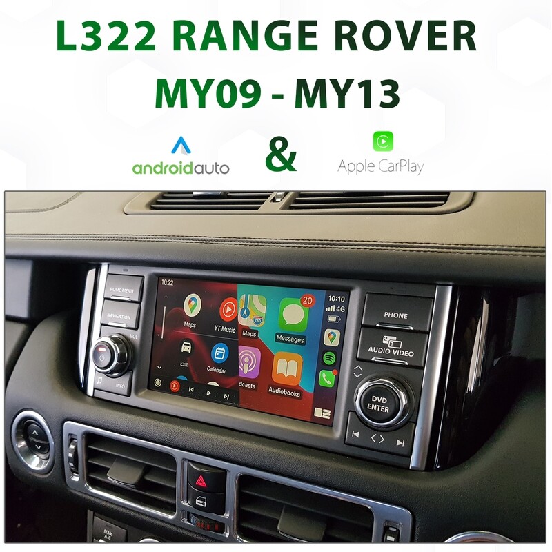 Range Rover L322 (2009 MY10 to 2013) with single or dual-view screen setup with seamless Apple CarPlay and Android Auto integration