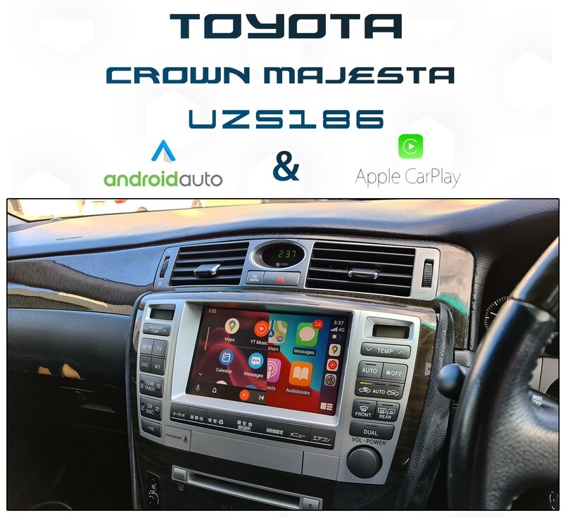 Toyota Crown Majesta UZS186 (2004 to 2007) with seamless Apple CarPlay and Android Auto integration - Plug and Play harness