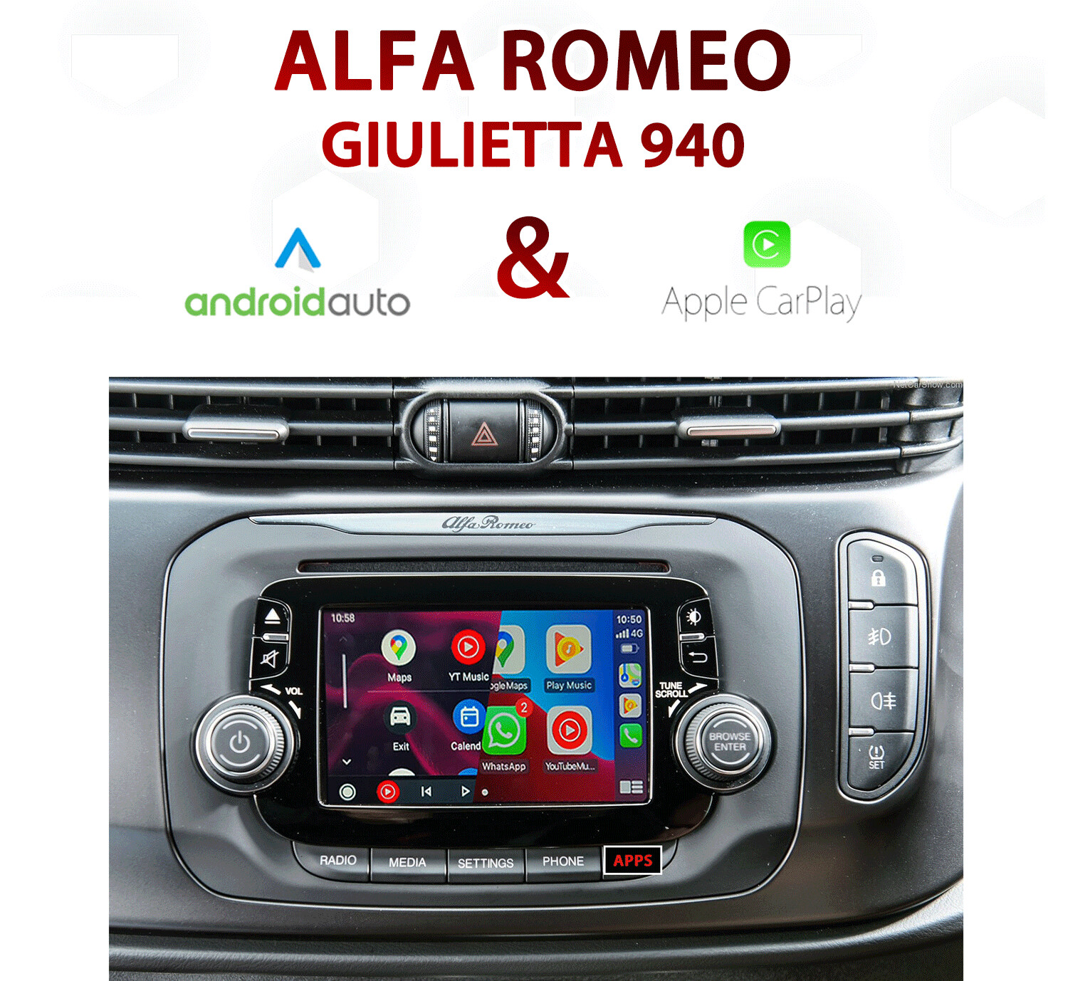 Android Auto &amp; Apple CarPlay Integration Kit for Alfa Romeo 940 Giulietta with UConnect 5&quot; Audio System
