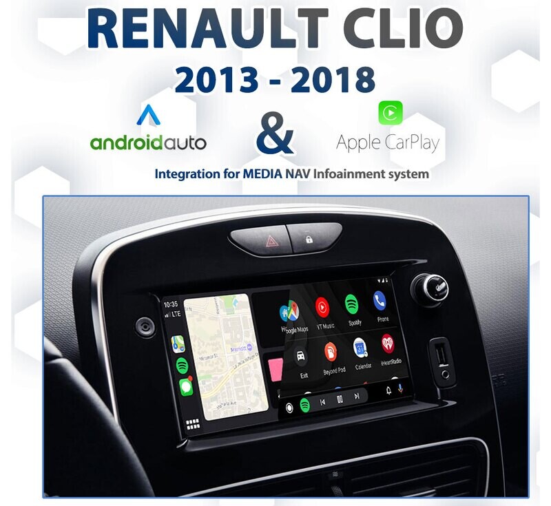 Renault Clio equipped with MediaNAV with Apple CarPlay and Android Auto integration