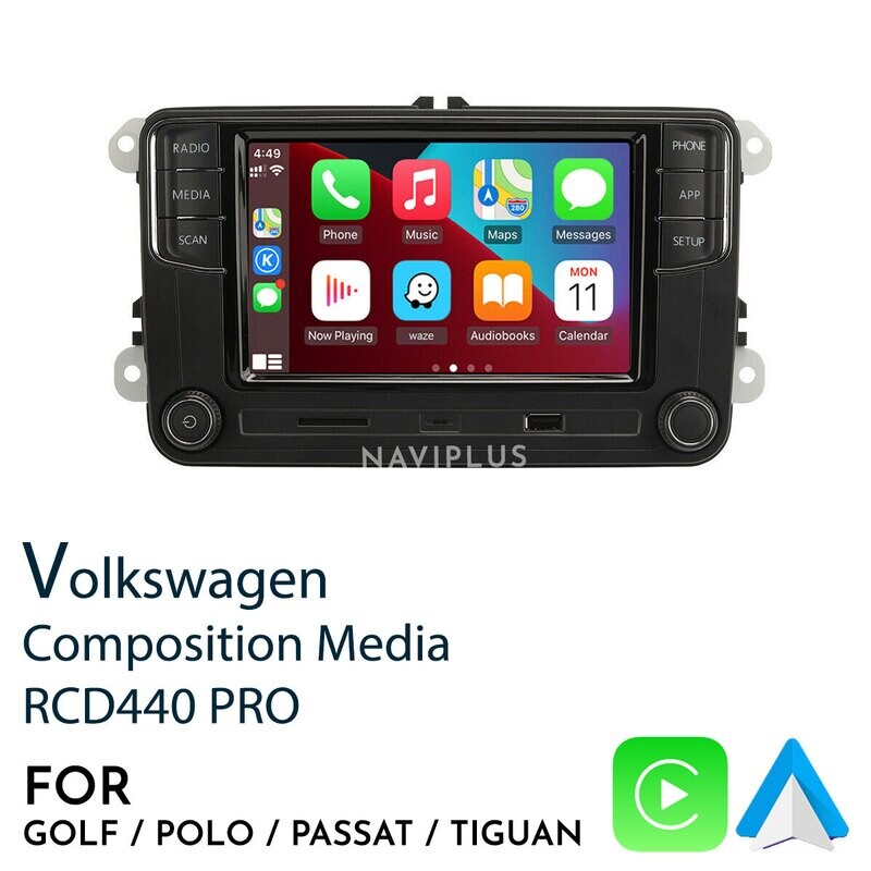 RCD440 PRO is an OEM Volkswagen Infotainment Unit that features Composition Media and AppConnect, supporting both Android Auto and Apple CarPlay