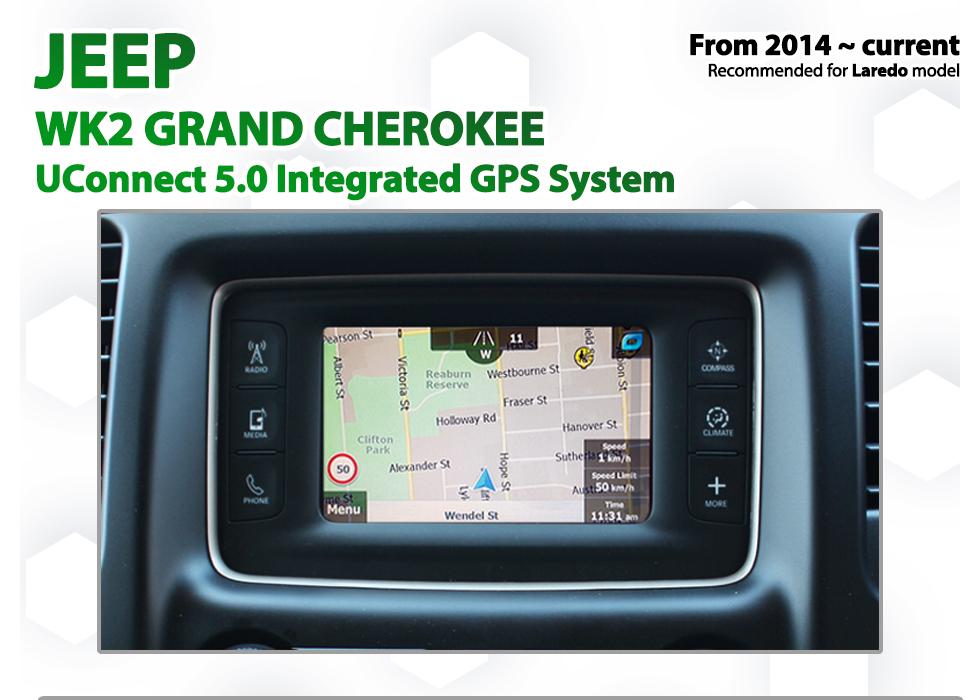 [2013 - 2017] Jeep WK2 Grand Cherokee UConnect 5&quot; Add-on GPS Navigation latest Map upgrade system