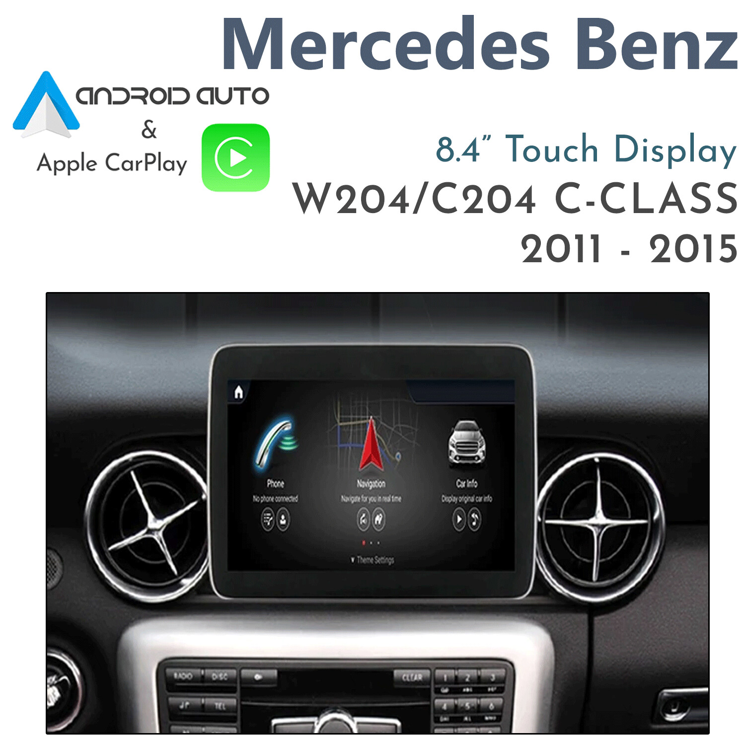 [2011-2015] Mercedes-Benz W172 SLK – 8.4&quot; Touch Replacement Screen with Android Auto &amp; Apple CarPlay Integration