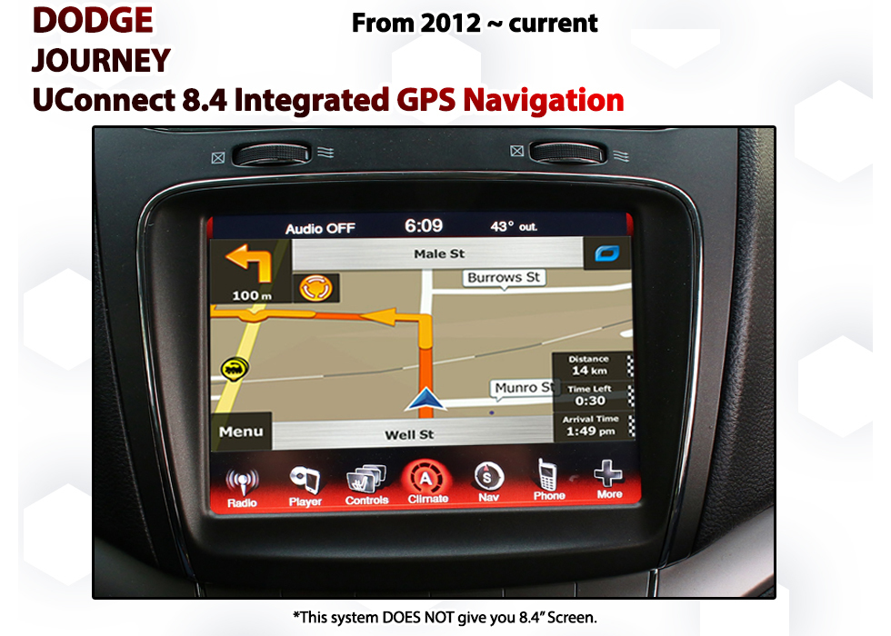 Dodge Journey 2012- 2018 - UConnect 8.4 GPS NAV Integration