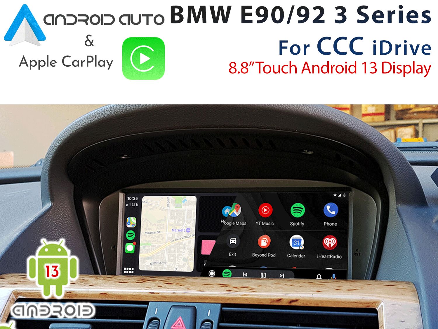 BMW 3 Series E90 E91 E92 E93 CCC iDrive - 8.8&quot; Apple CarPlay &amp; Android Auto Replacement Display