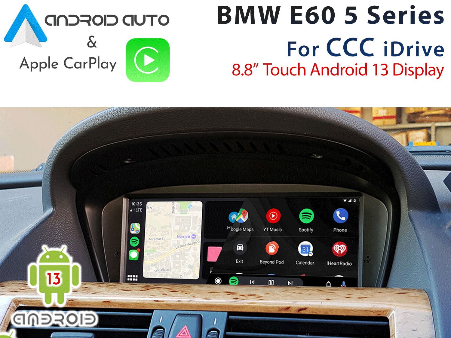 BMW 5 Series E60 E61 CCC iDrive - 8.8&quot; Apple CarPlay &amp; Android Auto Replacement Display