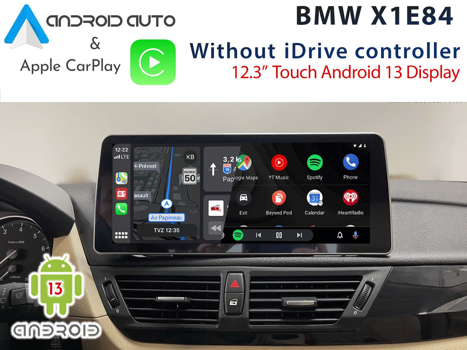 BMW E84 X1 - 12.3&quot; Touch Android 13 Display + CarPlay &amp; Android Auto