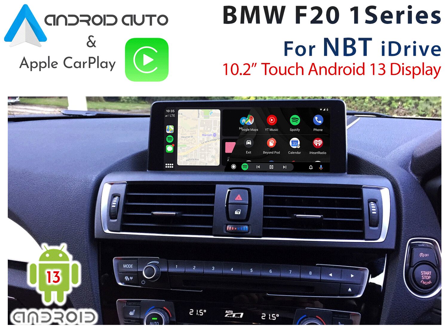 BMW F20 1 Series - 10.2&quot; Touch Android 13 Display + Apple CarPlay &amp; Android Auto
