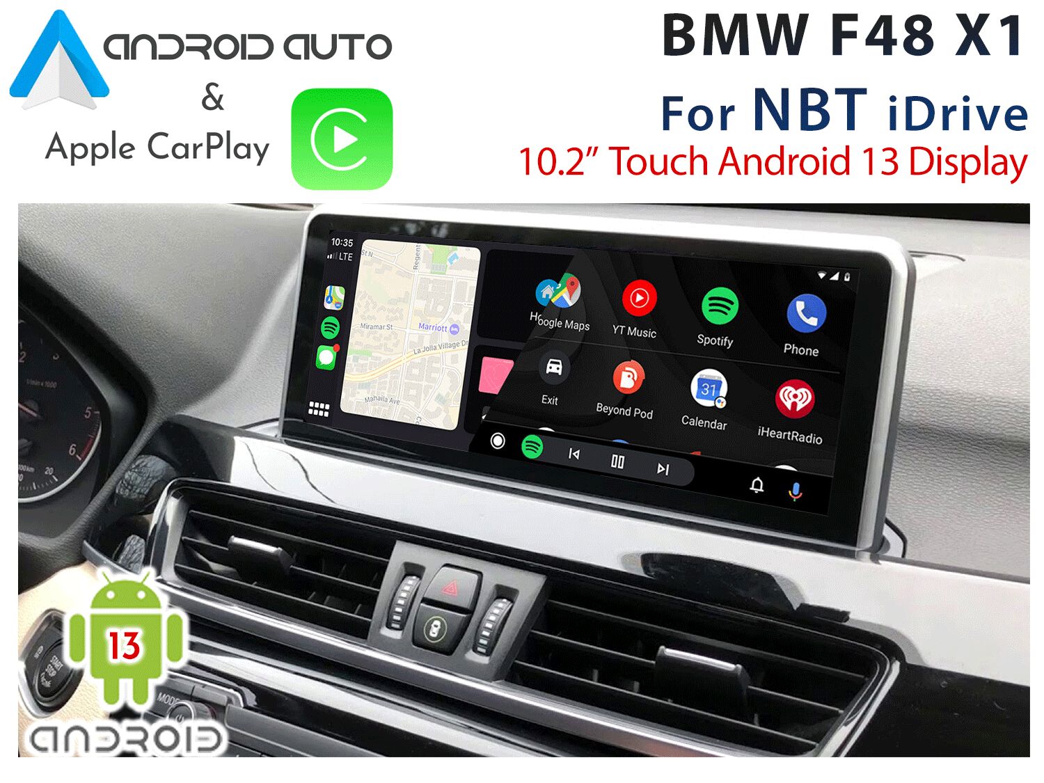 BMW F48 X1 - 10.2&quot; Touch Android 13 Display + Apple CarPlay &amp; Android Auto