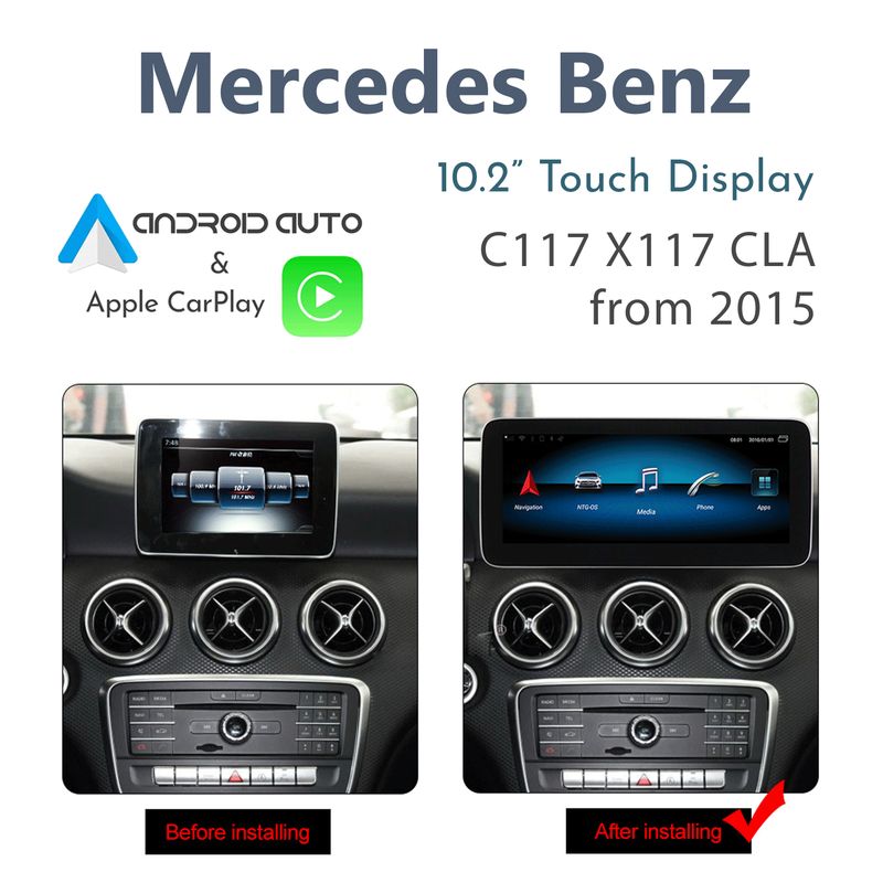 [NTG 5.1+] Mercedes-Benz C117/X117 CLA-Class – 10.2&quot; Android 13 Touch Display with Apple CarPlay &amp; Android Auto Integration
