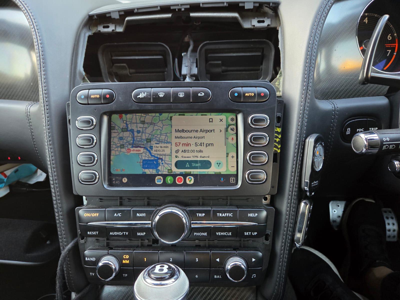 Actual first-generation Bentley Continental smartphone integration during installation