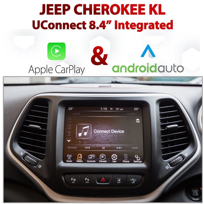 Jeep Cherokee KL UConnect 8.4" Integrated Android Auto &amp; Apple CarPlay Package Kit