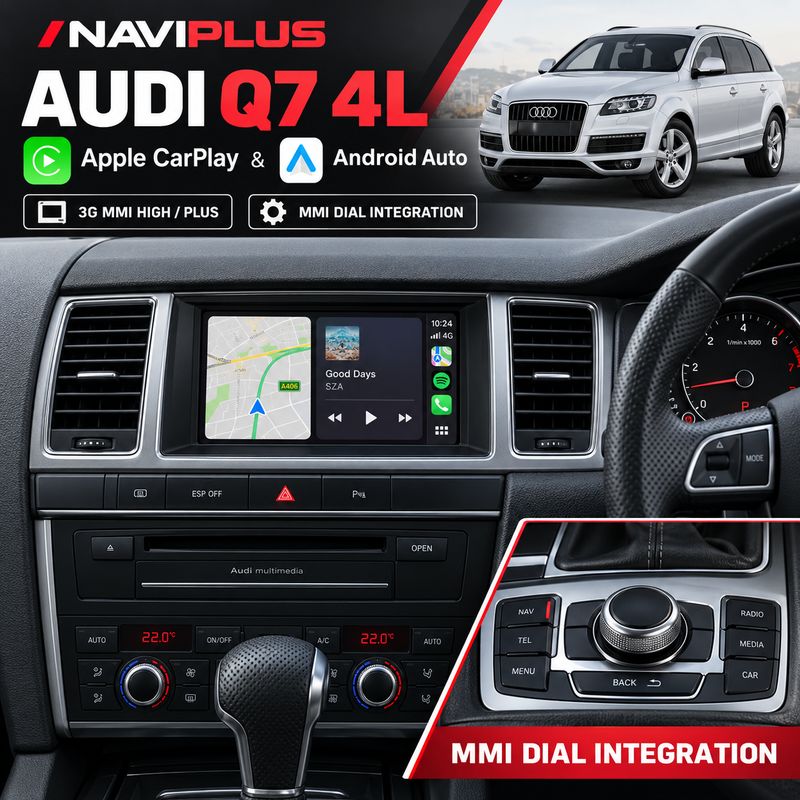 Audi Q7 4L Apple CarPlay &amp; Android Auto – 3G MMI High / Plus Dial Integration