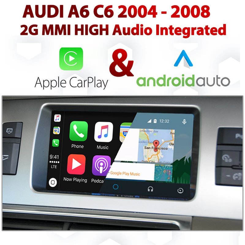 Audi A6 C6 2004–2008 2G MMI High Apple CarPlay &amp; Android Auto Integration with Touch Overlay