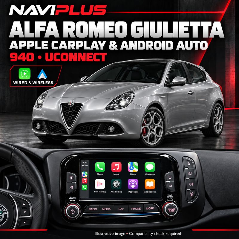 Alfa Romeo 940 Giulietta Apple CarPlay &amp; Android Auto Integration Kit | Uconnect | Wired &amp; Wireless