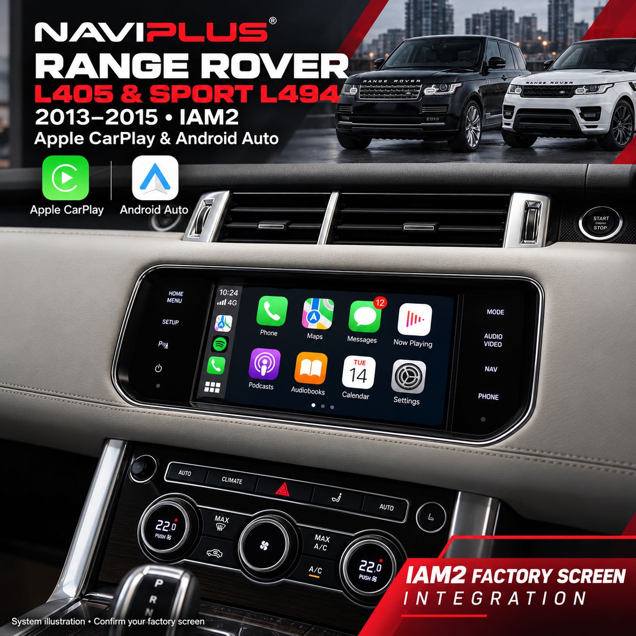 Range Rover L405 &amp; Range Rover Sport L494 IAM2 Apple CarPlay &amp; Android Auto Integration 2013–2015