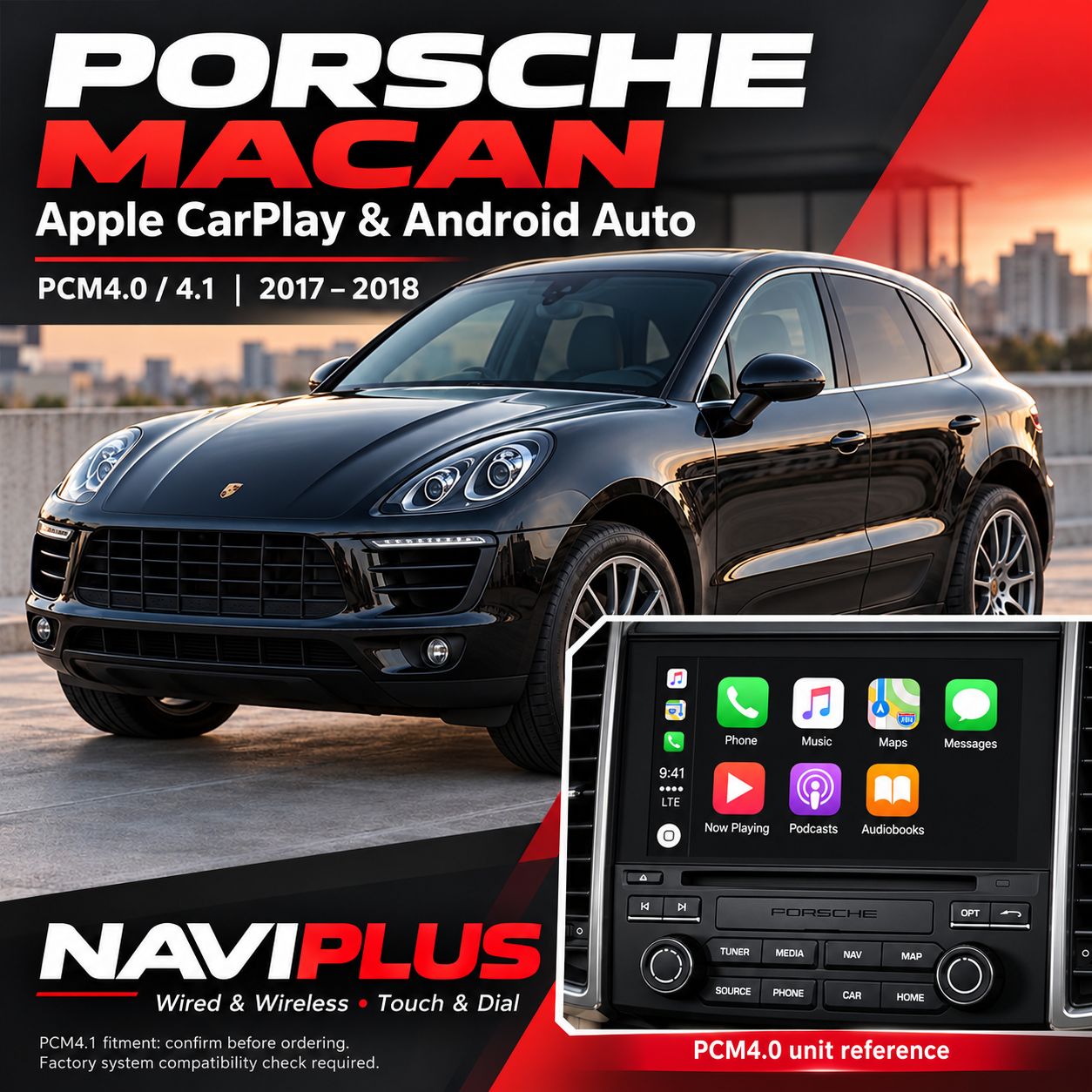Porsche Macan PCM4.0 / PCM4.1 Apple CarPlay &amp; Android Auto Integration 2017–2018