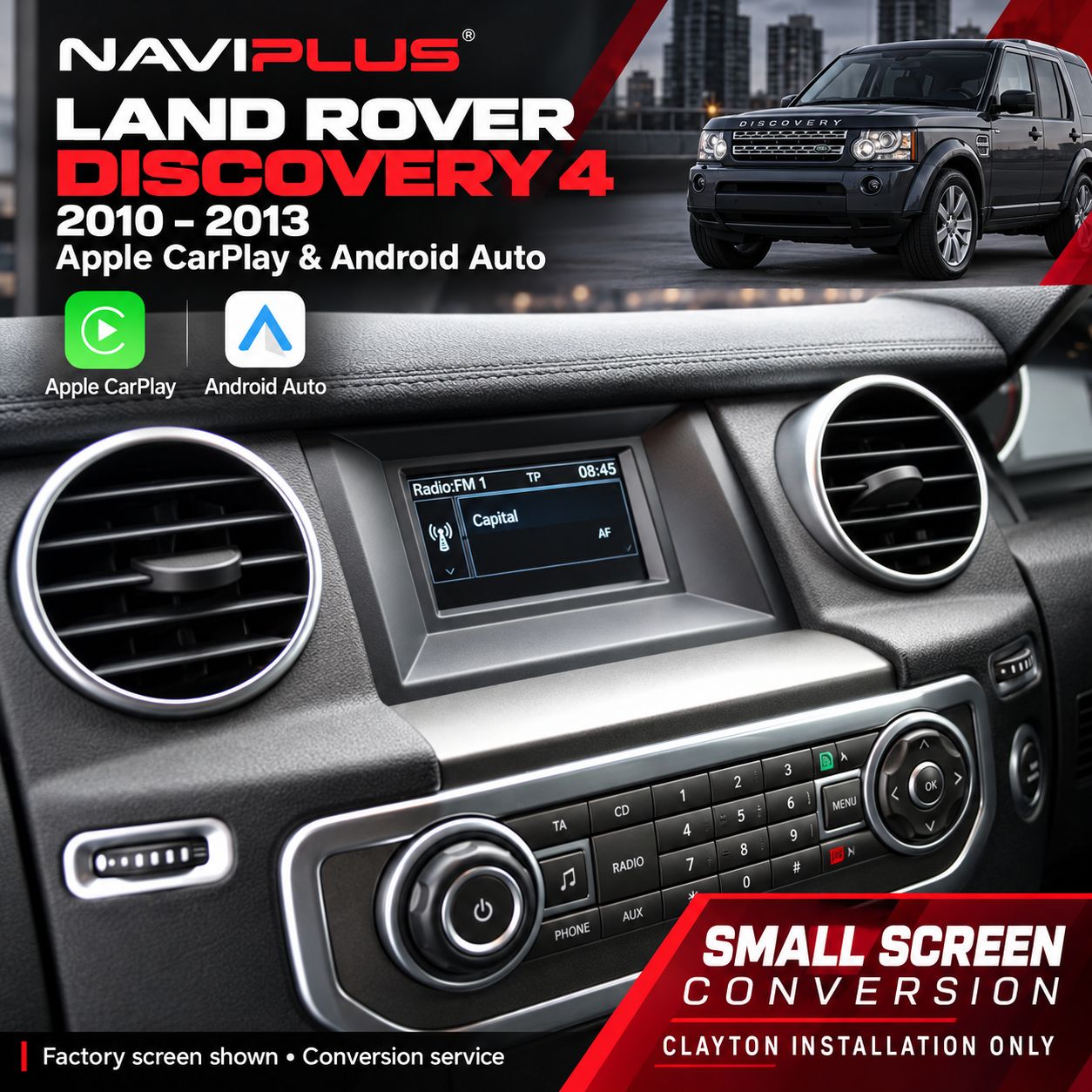 Land Rover Discovery 4 Small Screen Conversion — Apple CarPlay &amp; Android Auto Installation Service 2010–2013