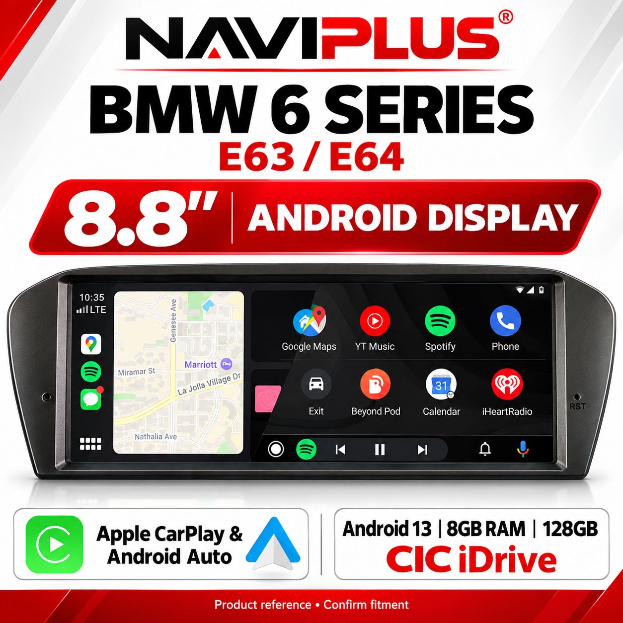 BMW 6 Series E63 / E64 8.8″ Android 13 Display with Apple CarPlay &amp; Android Auto — CIC iDrive 2009–2010