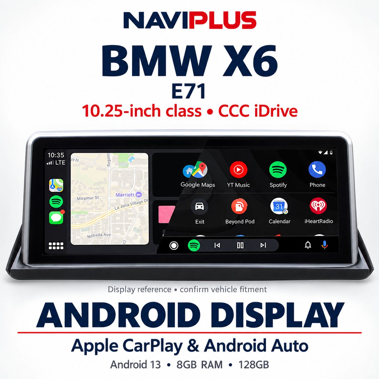 BMW X6 E71 10.25″ Android 13 CarPlay &amp; Android Auto Display — CCC iDrive
