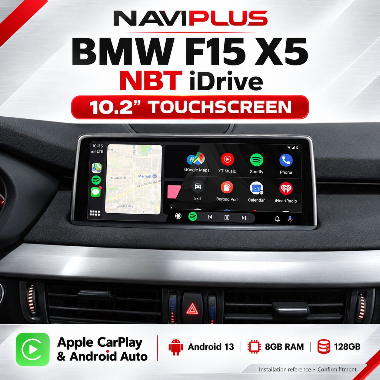BMW X5 F15 NBT iDrive 10.2″ Android 13 Display with Apple CarPlay &amp; Android Auto