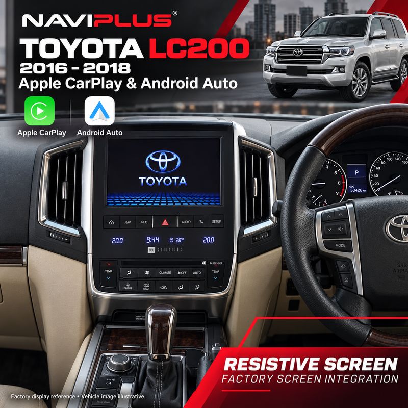 Toyota Land Cruiser LC200 (2019–2021) Apple CarPlay &amp; Android Auto Integration — Capacitive Screen