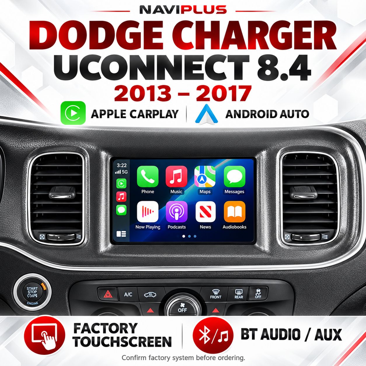 Dodge Charger UConnect 8.4 Apple CarPlay &amp; Android Auto Integration 2013–2017