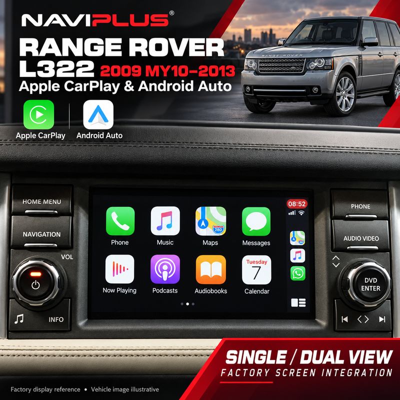 Range Rover L322 Apple CarPlay &amp; Android Auto Integration 2009 MY10–2013 — Single / Dual View