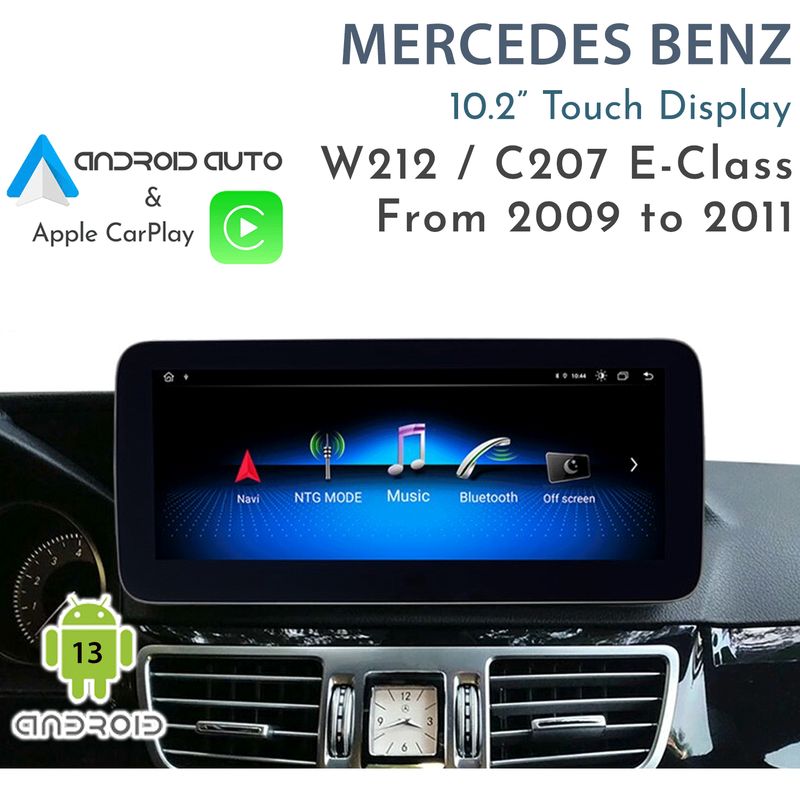 [2008-2011] Mercedes-Benz W212 / C207 E-Class (2009 MY09/9.5 to 2011 Pre-Facelift) – 10.2" Android 14 Touch Display with Apple CarPlay &amp; Android Auto Integration