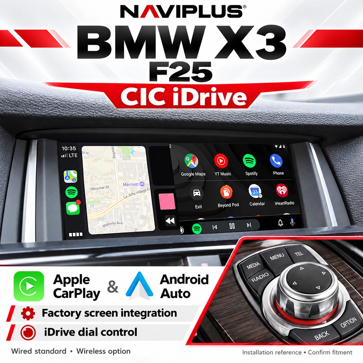 BMW X3 F25 CIC iDrive Apple CarPlay &amp; Android Auto Integration 2010–2013
