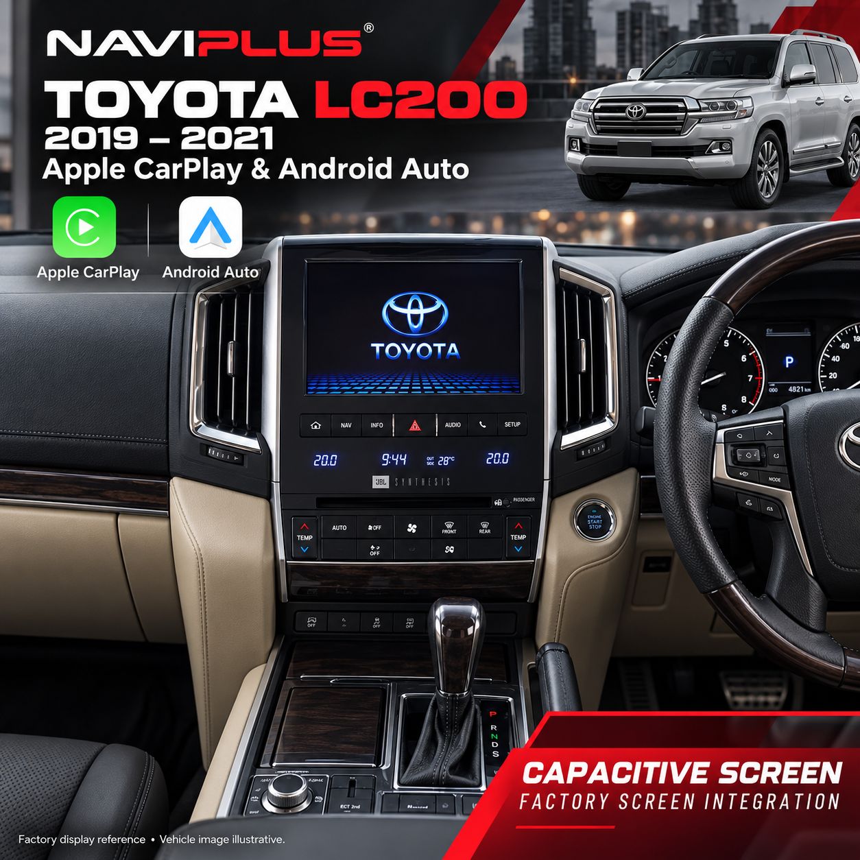 Toyota Land Cruiser LC200 (2016–2018) Apple CarPlay &amp; Android Auto Integration — Resistive Screen