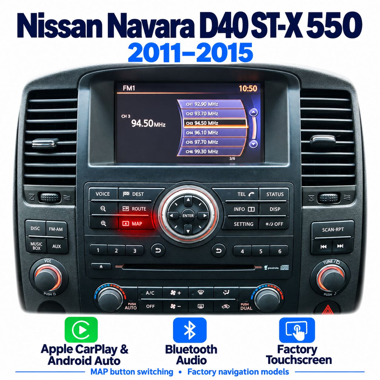 Navara ST-X 550 2011–2015 CarPlay &amp; Android Auto | NAVIPLUS
